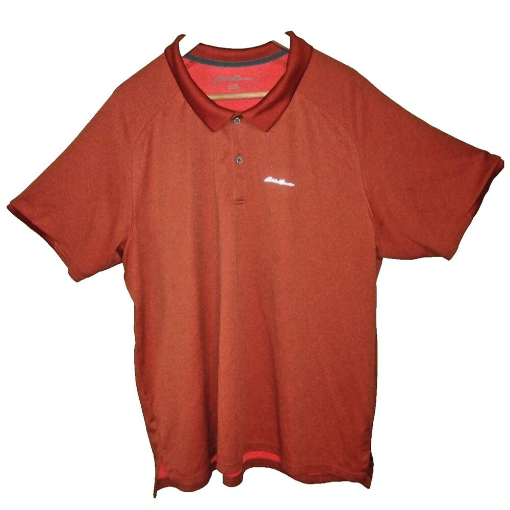 Eddie Bauer Polo Shirt Men's 2XL Orange FreeDry Performance Quick Dry Top Golf